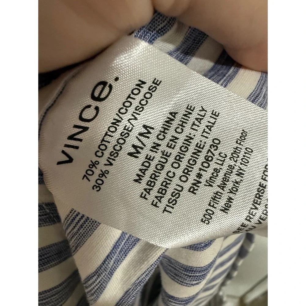 VINCE Coastal Stripe Shirt Dress in Coastal Blue / Optic White Size Medium M - Picture 7 of 7